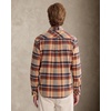 Alimens&Gentle Mens 6 oz Flannel Button Down Long Sleeve Casual Plaid Shirt(Orange Khaki)