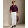 Alimens&Gentle Mens 6 oz Flannel Button Down Long Sleeve Casual Plaid Shirt(Red Grey)