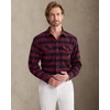 Alimens&Gentle Mens 6 oz Flannel Button Down Long Sleeve Casual Plaid Shirt(Red Grey)