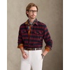 Alimens&Gentle Mens 6 oz Flannel Button Down Long Sleeve Casual Plaid Shirt(Red Grey)