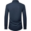 Men’s Long Sleeve Dress Shirts Wrinkle Free Stretch Button Down Shirt(Navy Blue)