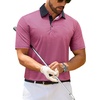 Mens Polo Shirts Stretch Dry Fit Printed Golf Shirt Summer Party Beach Tops(Black Pink Flower)