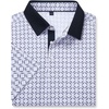Mens Polo Shirts Stretch Dry Fit Printed Golf Shirt Summer Party Beach Tops(Blue Circle Square)