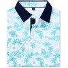 Mens Polo Shirts Stretch Dry Fit Printed Golf Shirt Summer Party Beach Tops(Blue Coconut Beach)