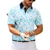 Mens Polo Shirts Stretch Dry Fit Printed Golf Shirt Summer Party Beach Tops(Blue Coconut Beach)