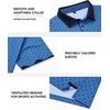 Mens Polo Shirts Stretch Dry Fit Printed Golf Shirt Summer Party Beach Tops(Blue Square)