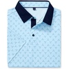 Mens Polo Shirts Stretch Dry Fit Printed Golf Shirt Summer Party Beach Tops(Light Blue Golfs Club)