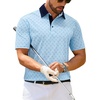 Mens Polo Shirts Stretch Dry Fit Printed Golf Shirt Summer Party Beach Tops(Light Blue Golfs Club)