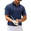 Mens Polo Shirts Stretch Dry Fit Printed Golf Shirt Summer Party Beach Tops(Navy Golf Club)
