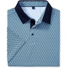 Mens Polo Shirts Stretch Dry Fit Printed Golf Shirt Summer Party Beach Tops(Navy Square)