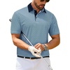 Mens Polo Shirts Stretch Dry Fit Printed Golf Shirt Summer Party Beach Tops(Navy Square)