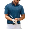 Mens Polo Shirts Stretch Dry Fit Printed Golf Shirt Summer Party Beach Tops(Navy Teal Flower)