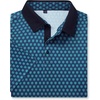 Mens Polo Shirts Stretch Dry Fit Printed Golf Shirt Summer Party Beach Tops(Navy Teal Flower)