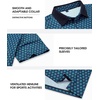 Mens Polo Shirts Stretch Dry Fit Printed Golf Shirt Summer Party Beach Tops(Navy Teal Flower)