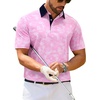 Mens Polo Shirts Stretch Dry Fit Printed Golf Shirt Summer Party Beach Tops(Pink Coconut Beach)