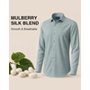 Men’s Silk-Blend Dress Shirt Long Sleeve Regular Fit Button Down Shirts(Light Grey)