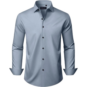 Men’s Long Sleeve Dress Shirts Wrinkle Free Stretch Button Down Shirt(Grey)
