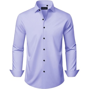 Men’s Long Sleeve Dress Shirts Wrinkle Free Stretch Button Down Shirt(Lavender)