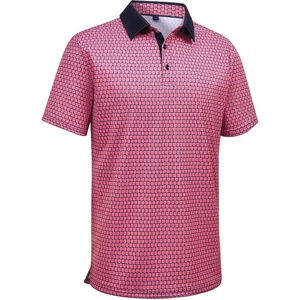 Mens Polo Shirts Stretch Dry Fit Printed Golf Shirt Summer Party Beach Tops(Black Pink Flower)