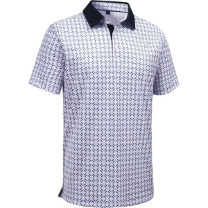 Mens Polo Shirts Stretch Dry Fit Printed Golf Shirt Summer Party Beach Tops(Blue Circle Square)