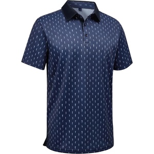 Mens Polo Shirts Stretch Dry Fit Printed Golf Shirt Summer Party Beach Tops(Navy Golf Club)