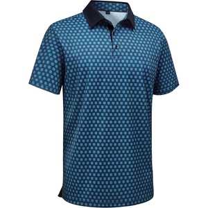 Mens Polo Shirts Stretch Dry Fit Printed Golf Shirt Summer Party Beach Tops(Navy Teal Flower)