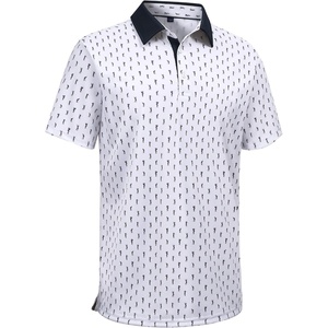 Mens Polo Shirts Stretch Dry Fit Printed Golf Shirt Summer Party Beach Tops(White Golf Club)