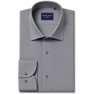 Men’s Silk-Blend Dress Shirt Long Sleeve Regular Fit Button Down Shirts(Grey)